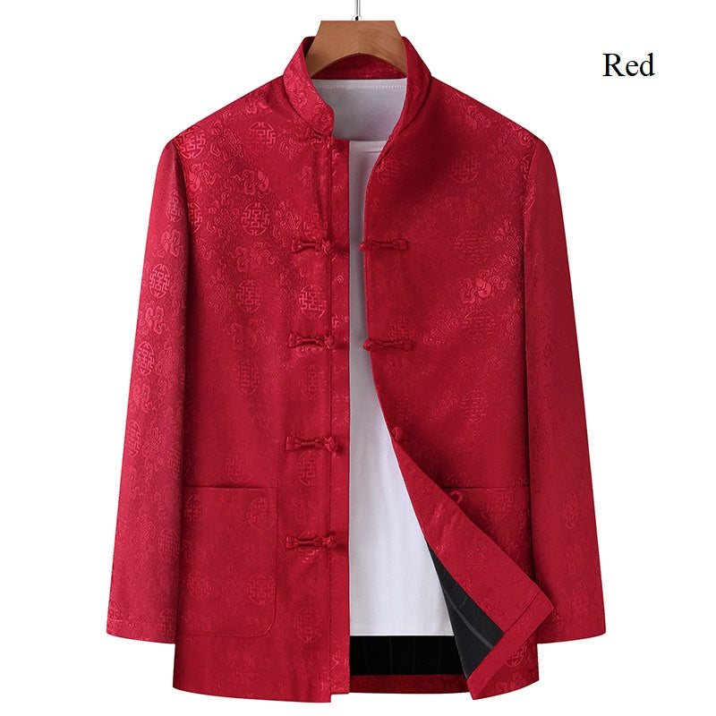 red chinese mandarin tang jacket front