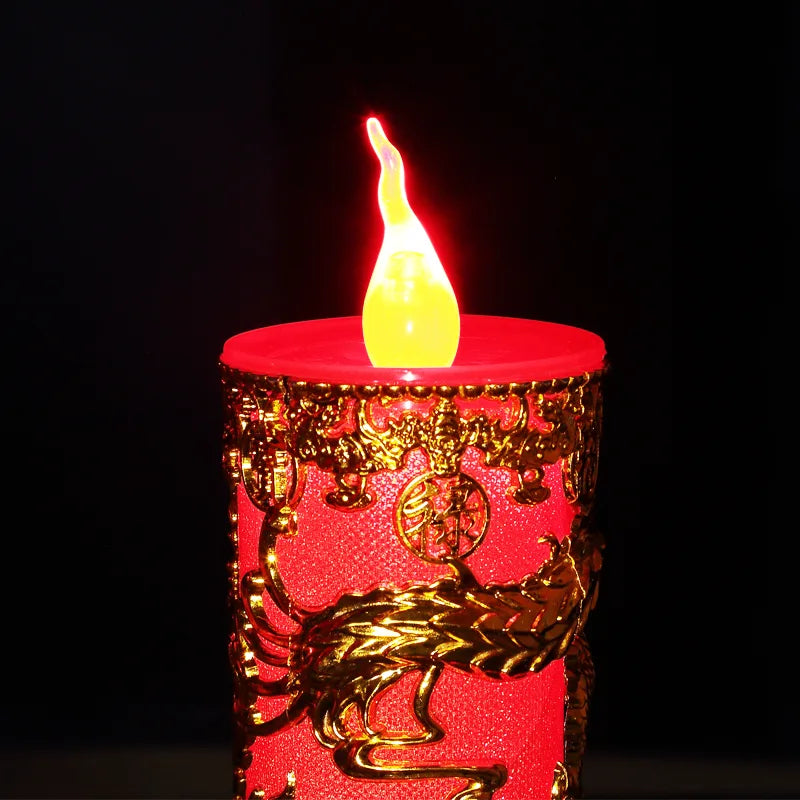 Dragon & Phoenix Double Happiness Electric LED Candles for chinese wedding