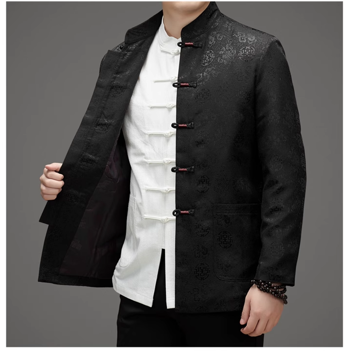 Black chinse mandarin tang jacket side
