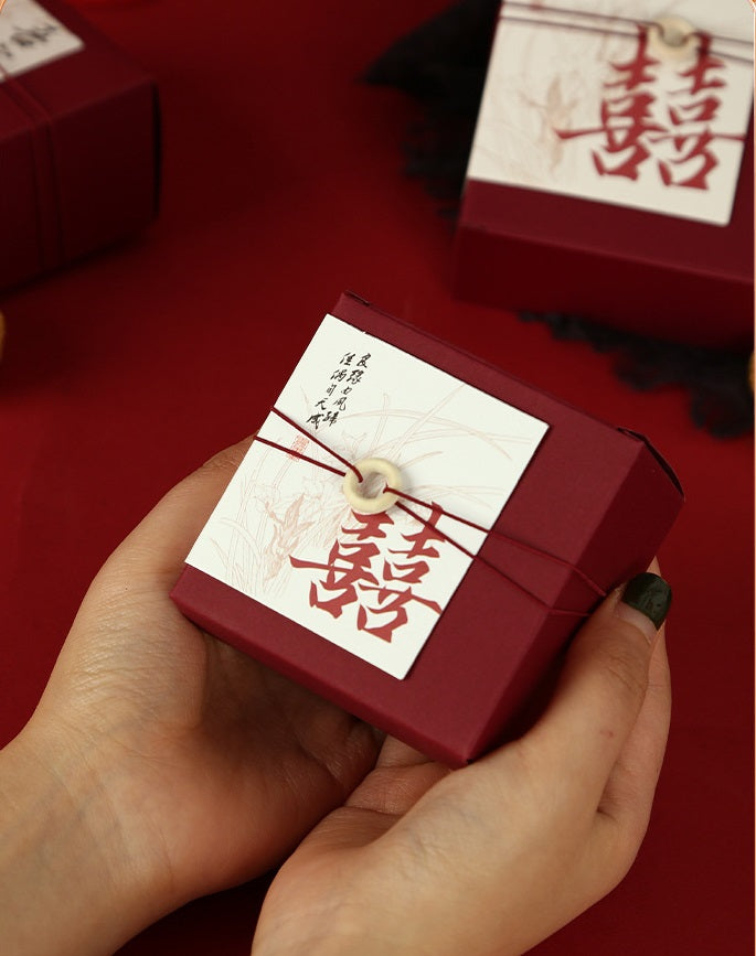 Red Chinese  Double Happiness Favor Boxes with Couplet (20pcs)