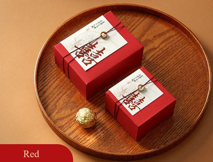 Red Chinese  Double Happiness Favor Boxes with Couplet (20pcs)