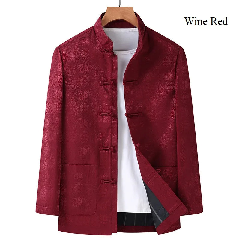 Wine red Chinese Mandarin Tang Jacket 