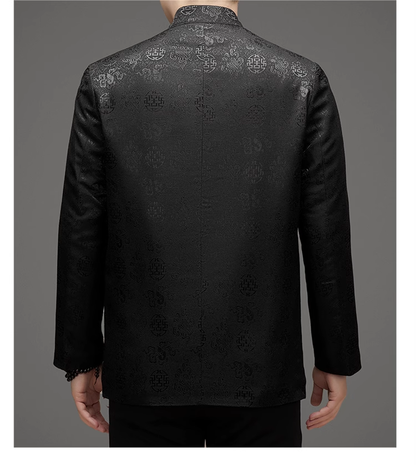 Black chinse mandarin tang jacket back