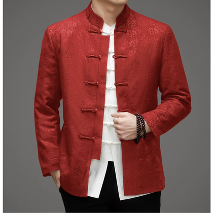  red chinese mandarin tang jacket front