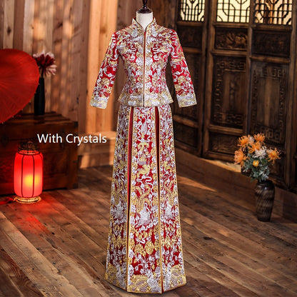 Chinese wedding dragon phoenix qun kwa dress