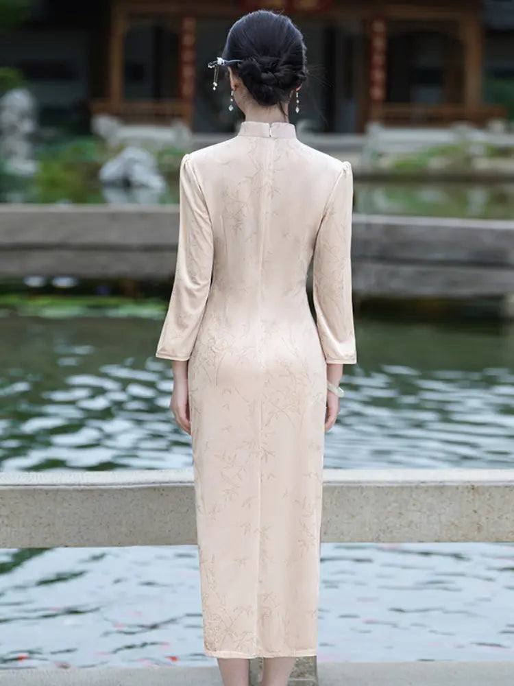 Velvet Long Sleeve Qipao