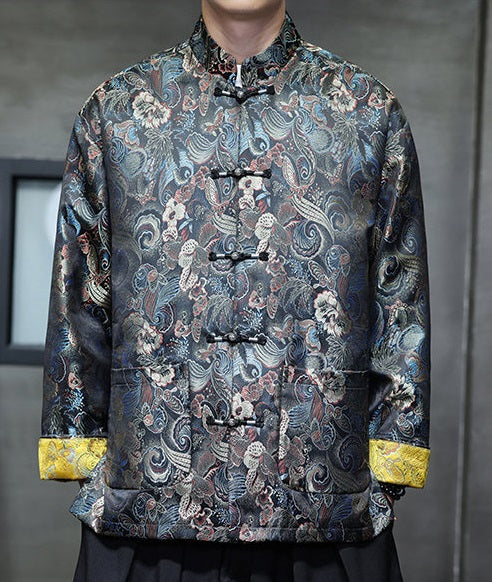 Black Chinese Brocade Tang Jacket