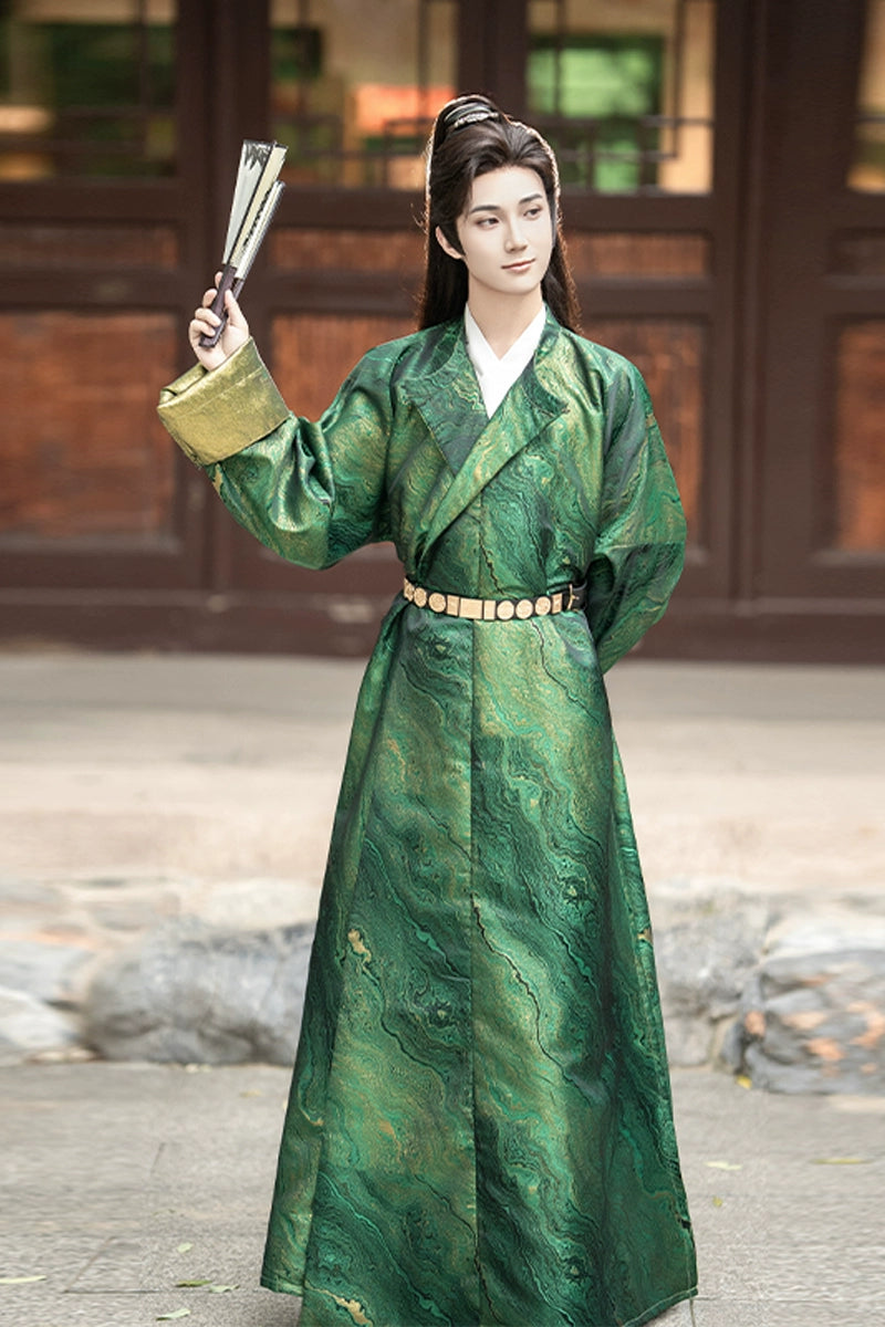 Tang Robe Men’s Tang Dynasty Round-Collar Brocade Hanfu Robe – Oriental Me