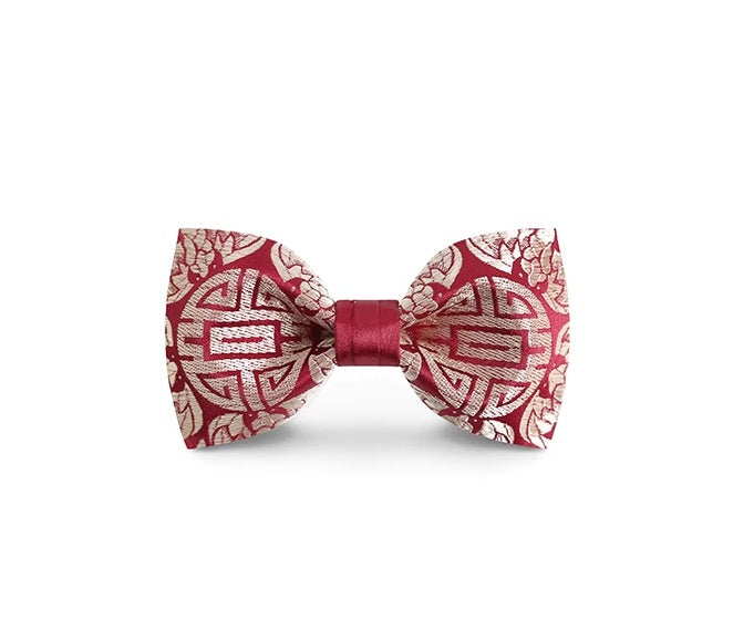 Chinese Red double happiness wedding Bow Ties for groom