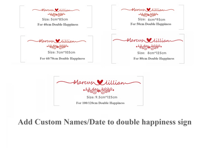 Personalized Red Double Happiness Wall Sign Decor| Cursive