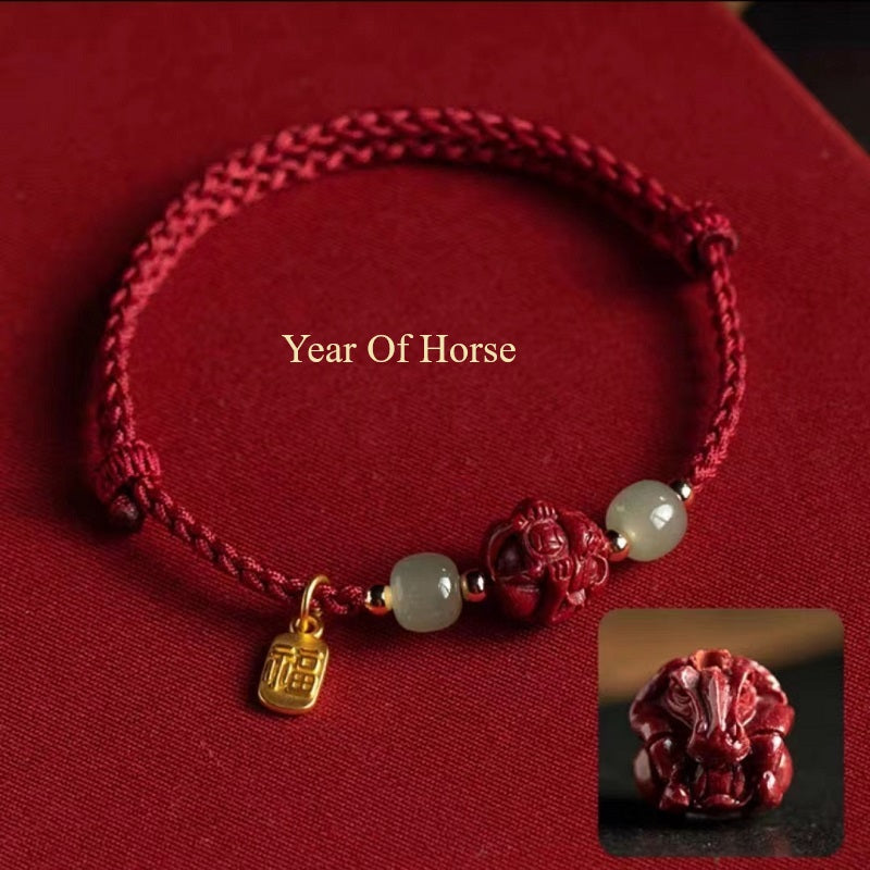 Chinese Zodiac Year of Horse  Red 
 Luck Rope Bracelet