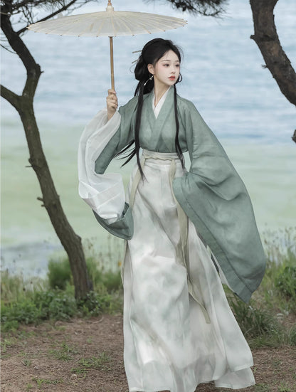 Green  Wei Jin-style Flowing Hanfu