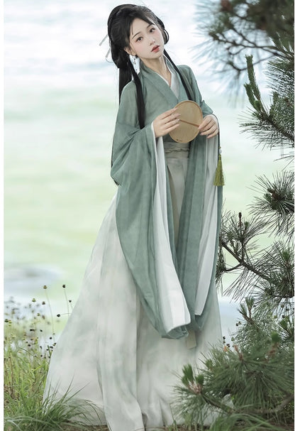 Green  Wei Jin-style Flowing Hanfu