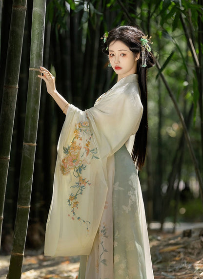 Green Chinese Hanfu Wei Jin Northern and Southern Dynasties Style