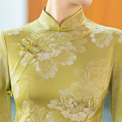 Robe Qipao Cheongsam à fleurs bleues | Roses