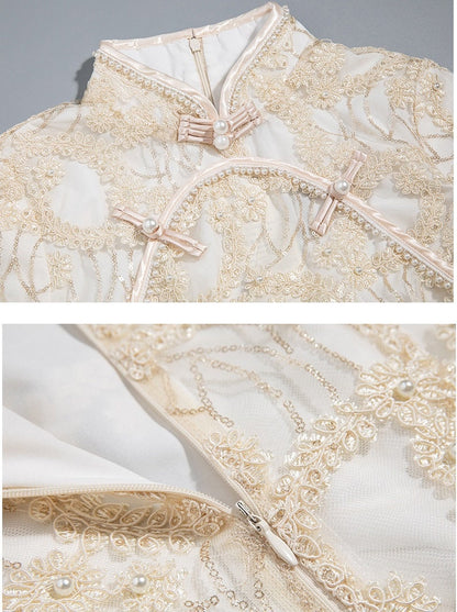 White Lace Cheongsam/Qipao Dress | Pearly