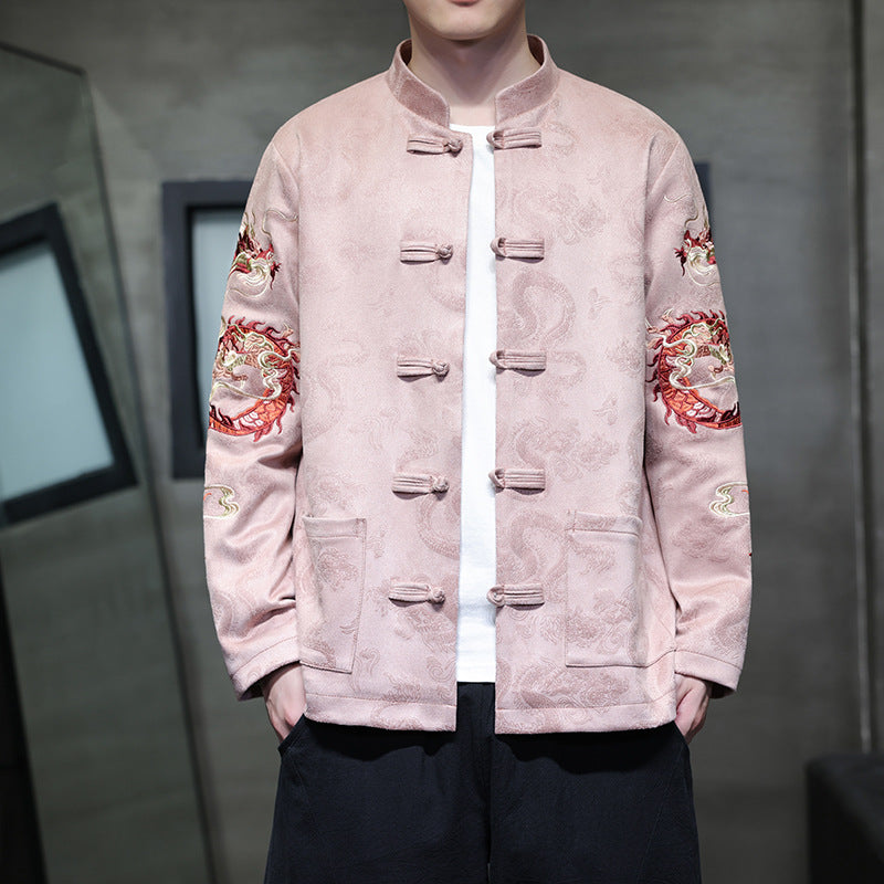 pink chinese Dragon Embroidered Tang Jacket