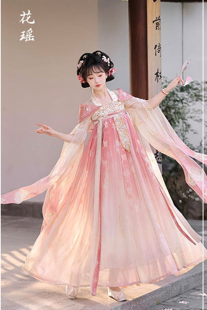 Pink Chinese Hanfu Tang-style with embroidery