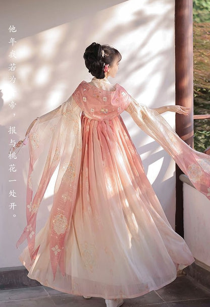 Pink Chinese Hanfu Tang-style with embroidery