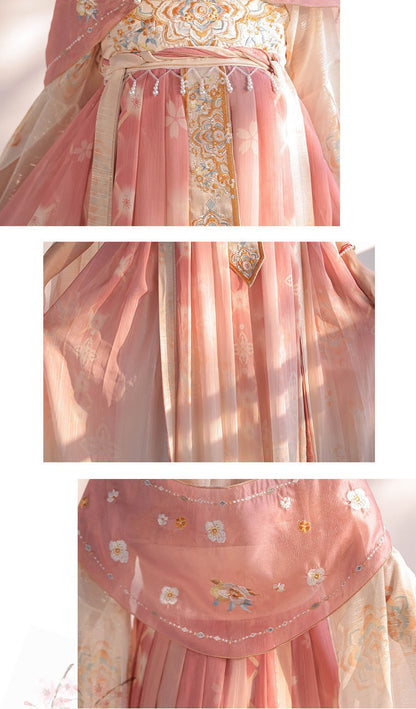 Pink Chinese Hanfu Tang-style with embroidery