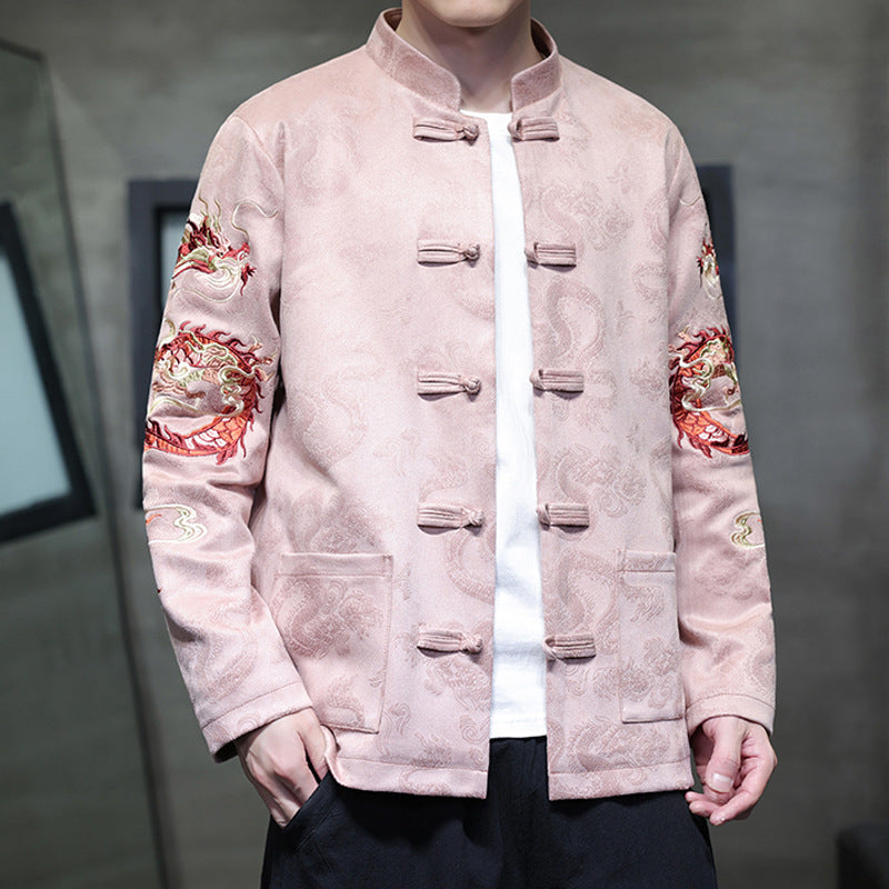 pink chinese Dragon Embroidered Tang Jacket 