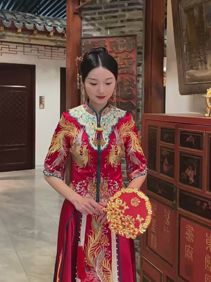 Chinese Wedding  Qun Kwa & Tang  Suit Set | Golden Jade Union