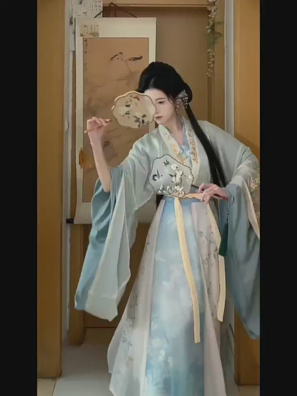 Blue Chinese Hanfu Wei Jin Northern and Southern Dynasties Style