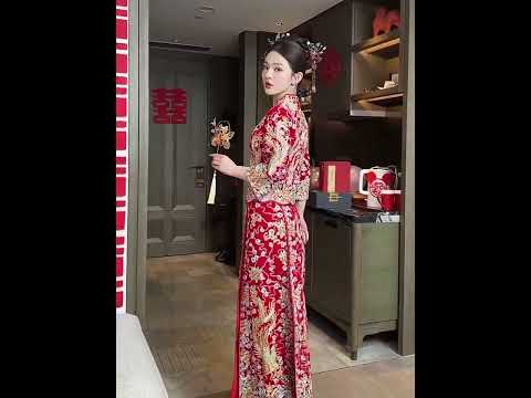Robe de mariée traditionnelle chinoise – Tenue Qun Kwa Dragon Pheonix | Glamour