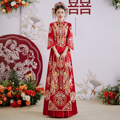 Traditonal Chinese Wedding Qun Kwa Dress | Peony