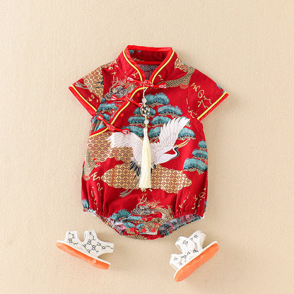 red chinese baby romper