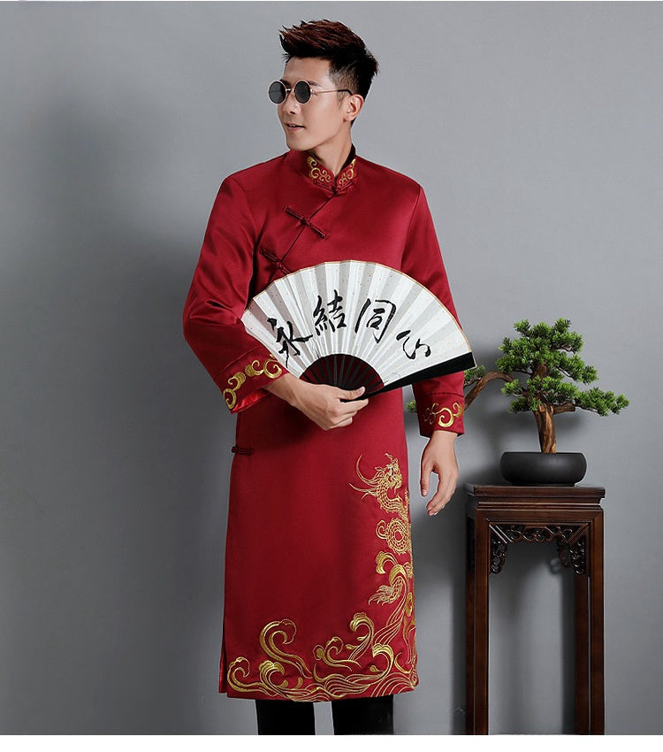 Chinese red dragon tang jacket