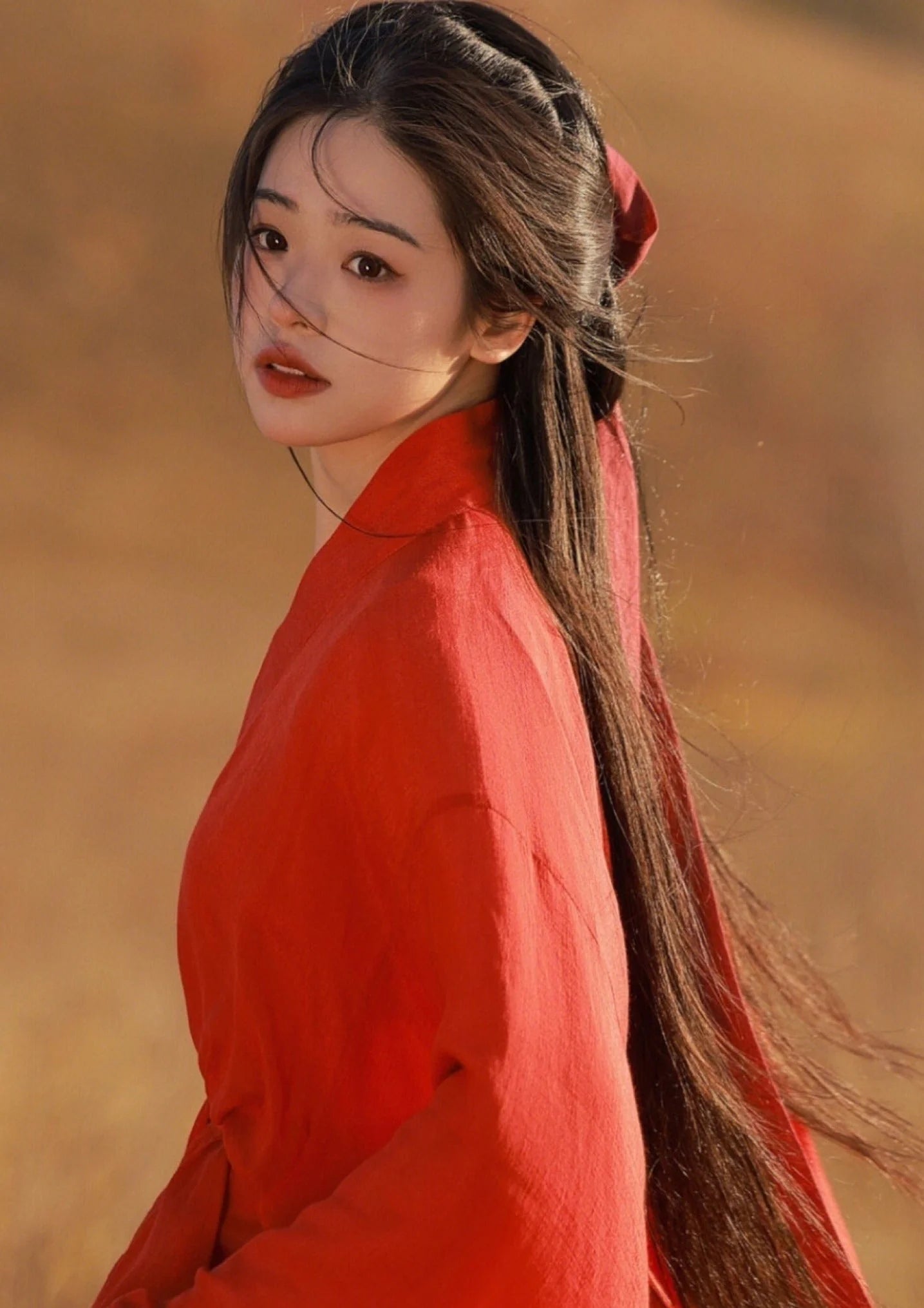 Red Wei-Jin dynasty  Flowing Chinese Hanfu Dress