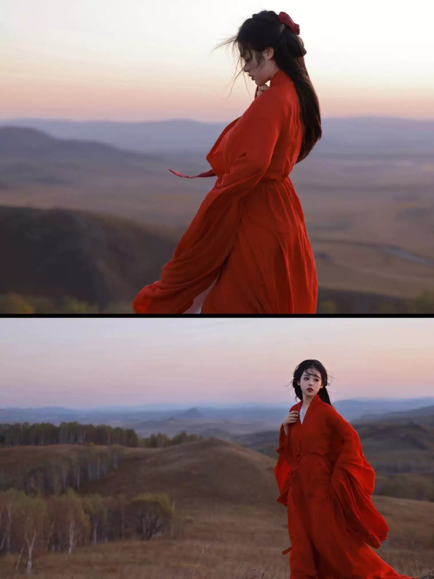 Red Wei-Jin dynasty  Flowing Chinese Hanfu Dress