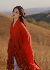 Red Wei-Jin dynasty  Flowing Chinese Hanfu Dress