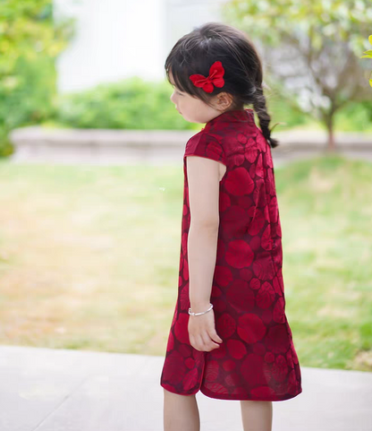 kids short sleeve red qipao