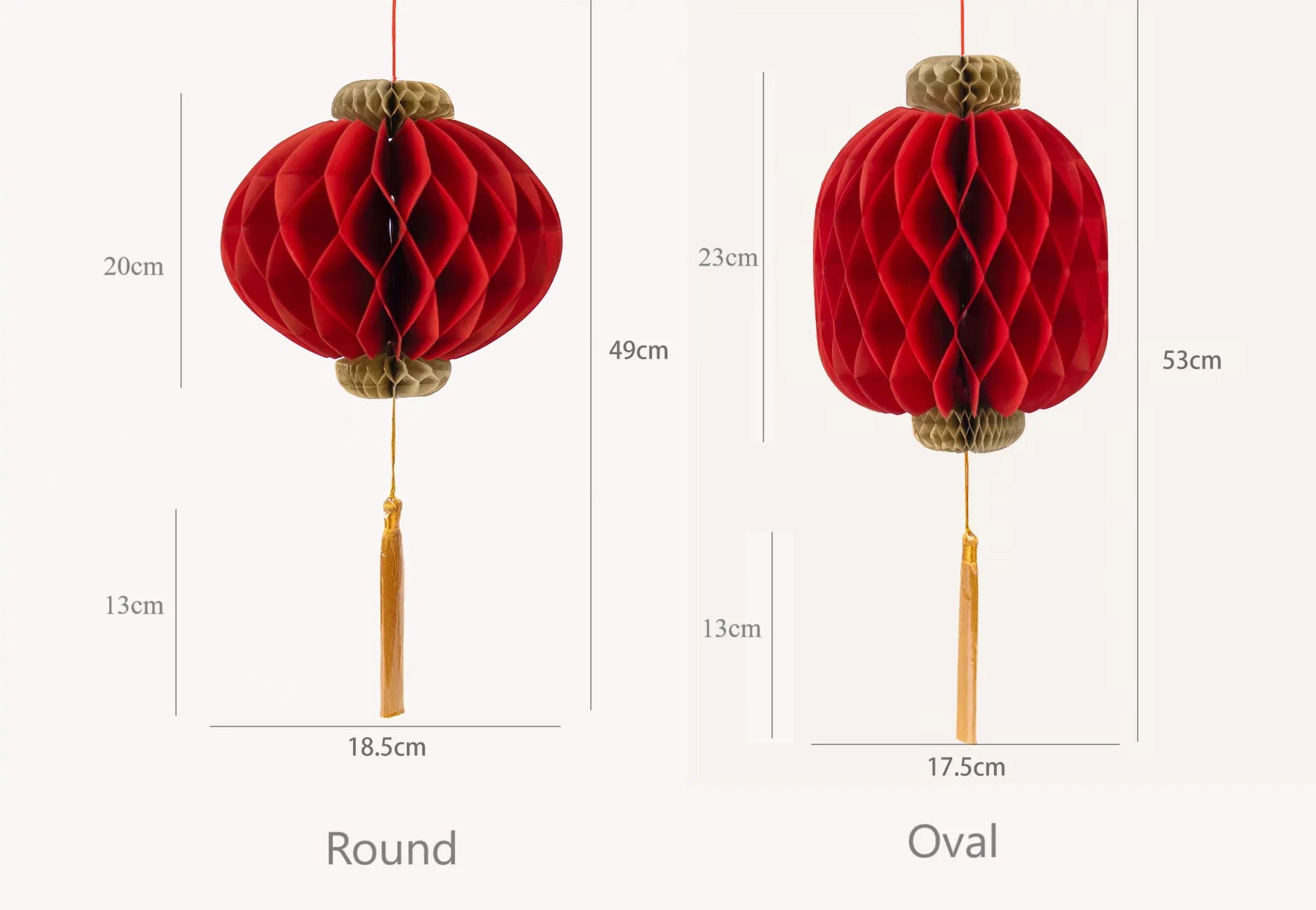 Traditional Red Honeycomb Lantern with Tassel (1 Pair)