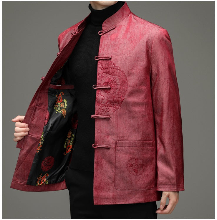 chinese red dragon tang jacket