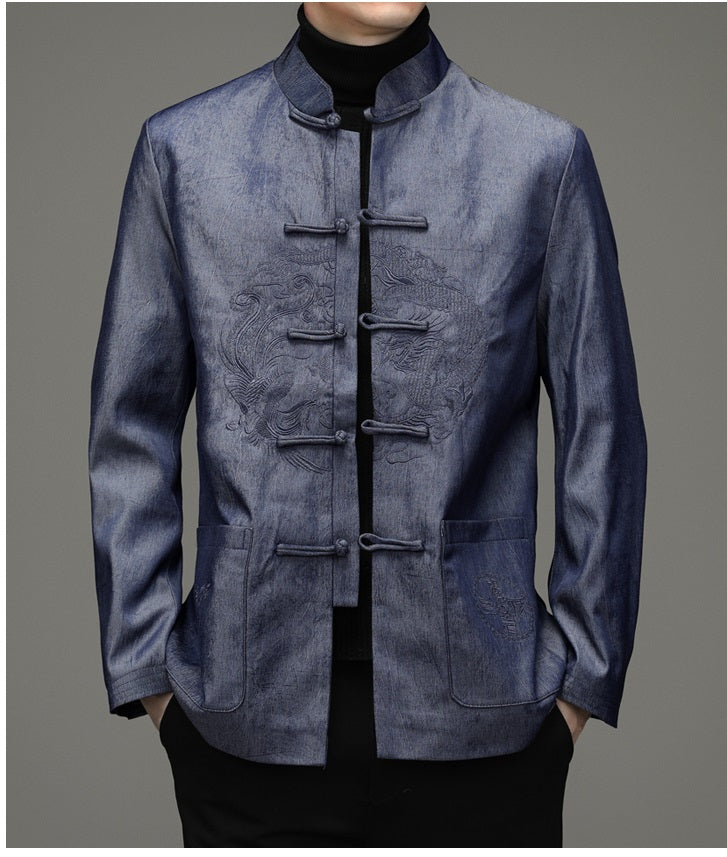 chinese blue dragon tang jacket