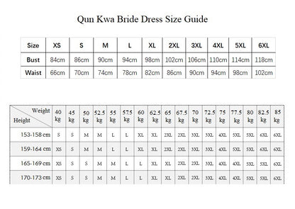 Rotes und goldenes asiatisches chinesisches Braut-Qun-Kwa-Hochzeitskleid und Bräutigam-Tang-Hochzeitsanzug