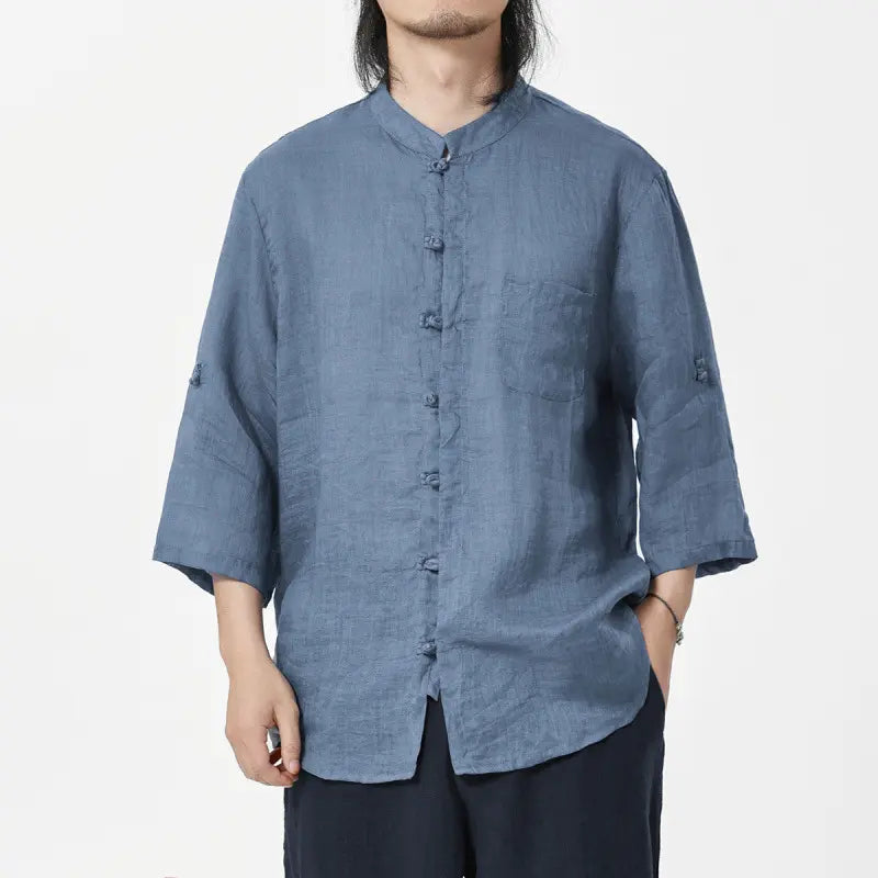 Vintage Chinese Style 100% Pure Ramie Tang Shirt