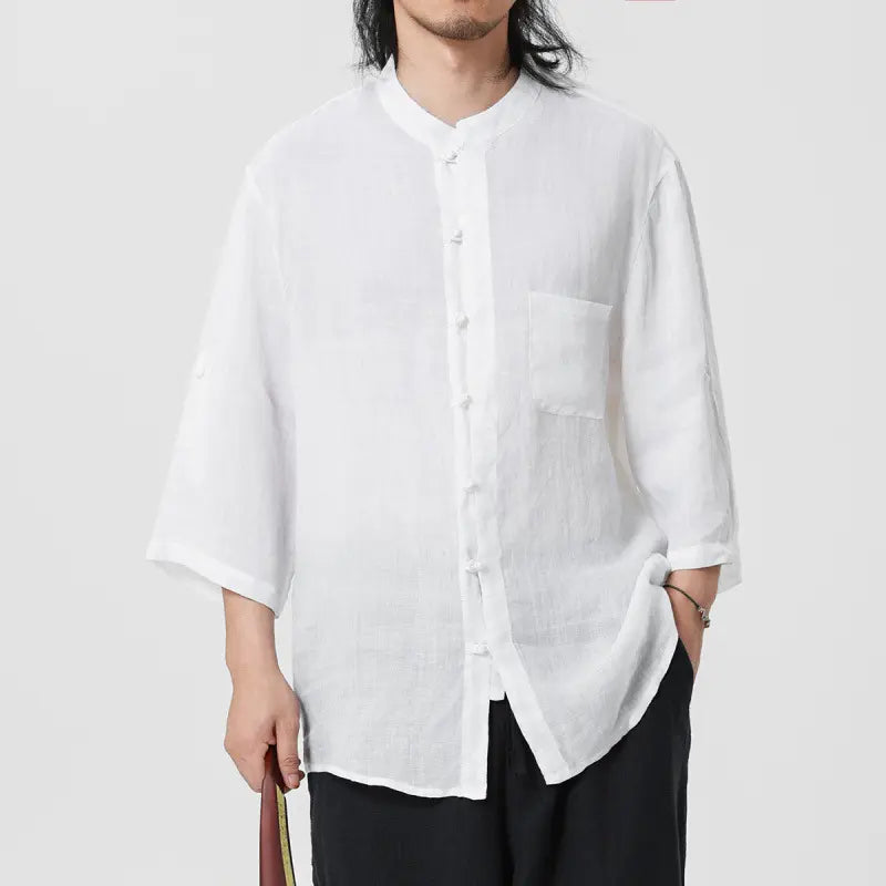 Vintage Chinese Style 100% Pure Ramie Tang Shirt