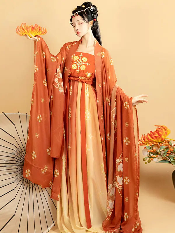 Grün/Blaues HanFu-Kleid aus der Tang-Dynastie | Blossom Reverie