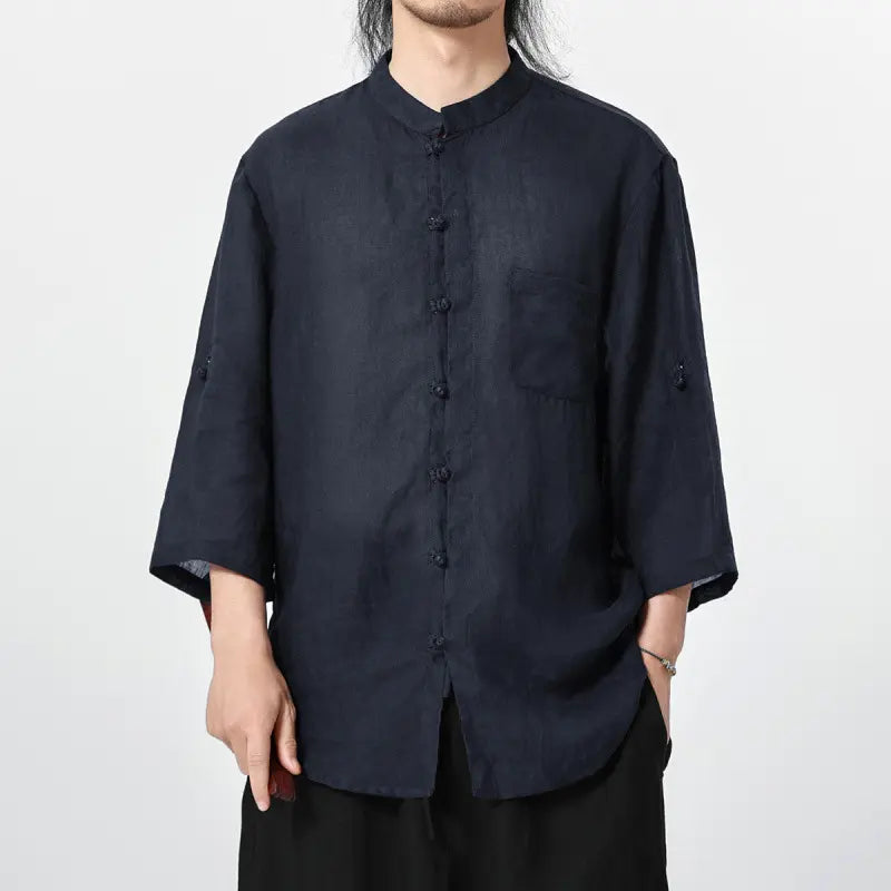 Vintage Chinese Style 100% Pure Ramie Tang Shirt