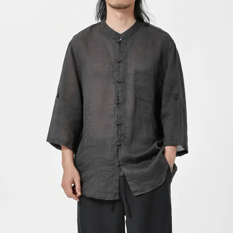 Vintage Chinese Style 100% Pure Ramie Tang Shirt