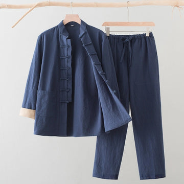 Men's Tang Cotton Linen Tang Jacket & Trousers