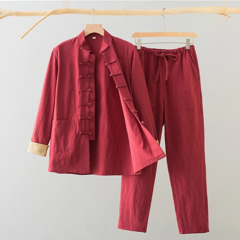 Men's Tang Cotton Linen Tang Jacket & Trousers