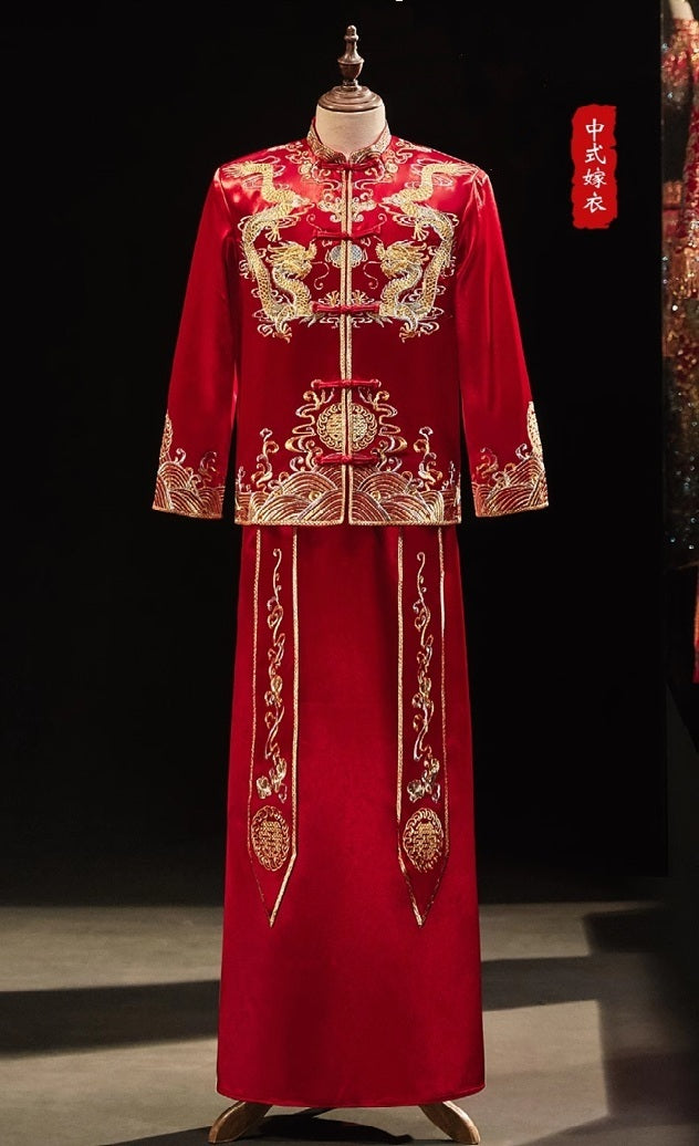 Chinese Wedding  Attire Qun Kwa & Tang  Suit Set| Celestial Union