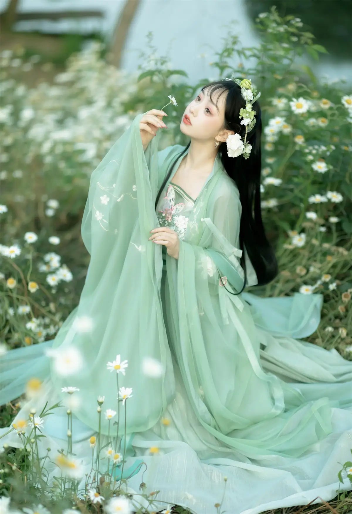 traditional chinese Green Tang Dynasty HanFu Dress