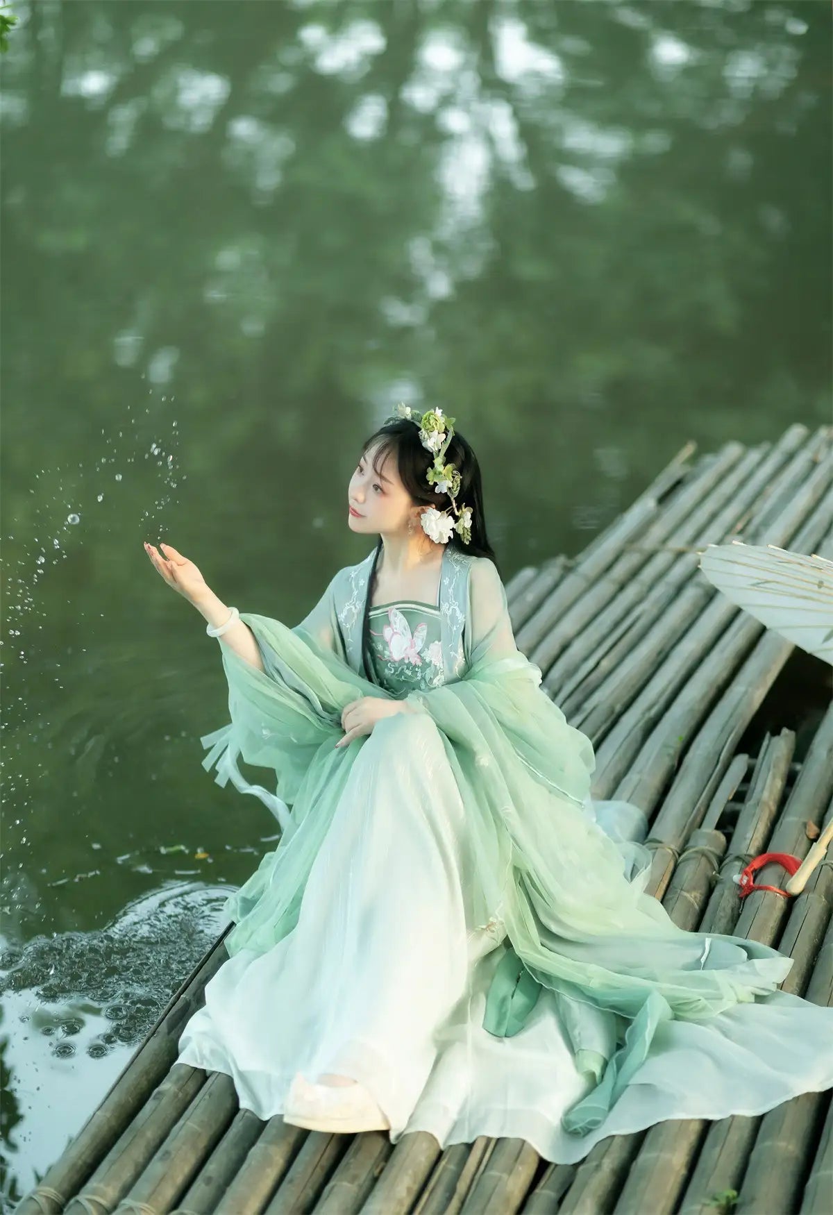 traditional chinese Green Tang Dynasty HanFu Dress