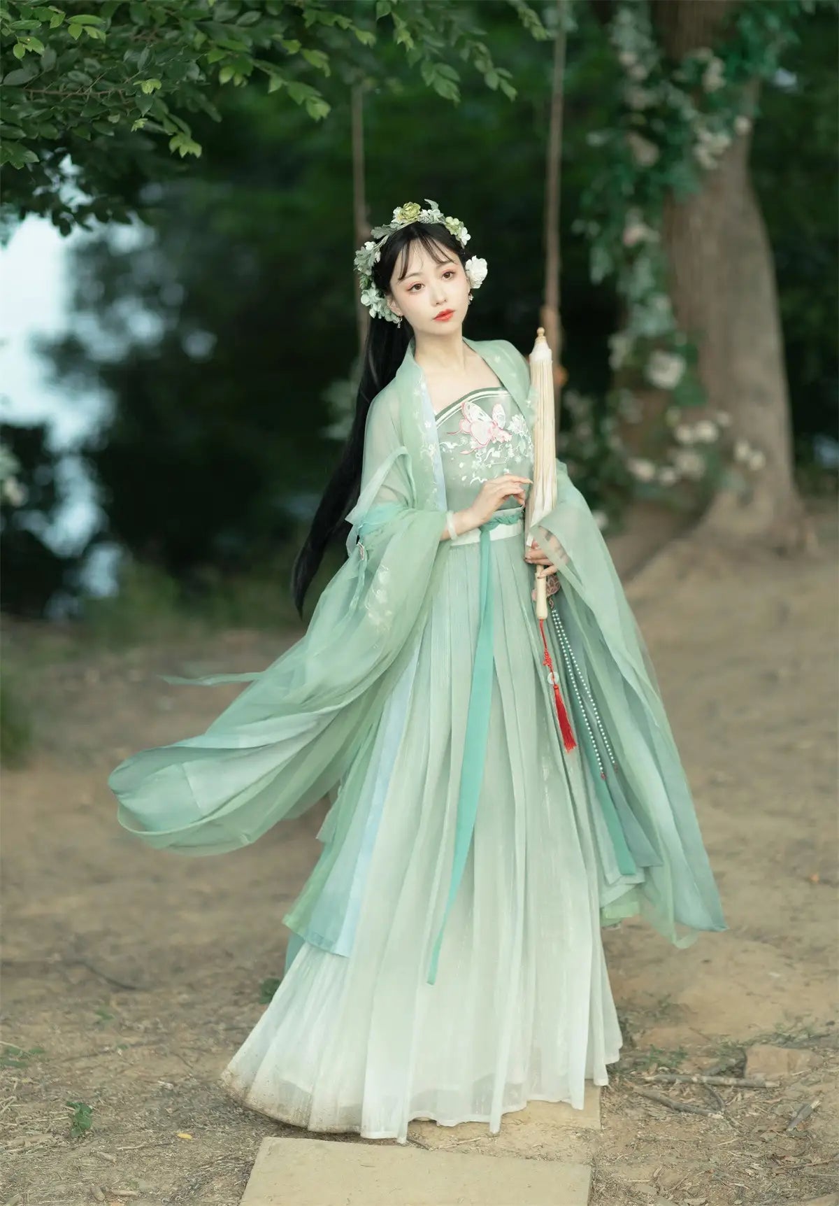traditional chinese Green Tang Dynasty HanFu Dress